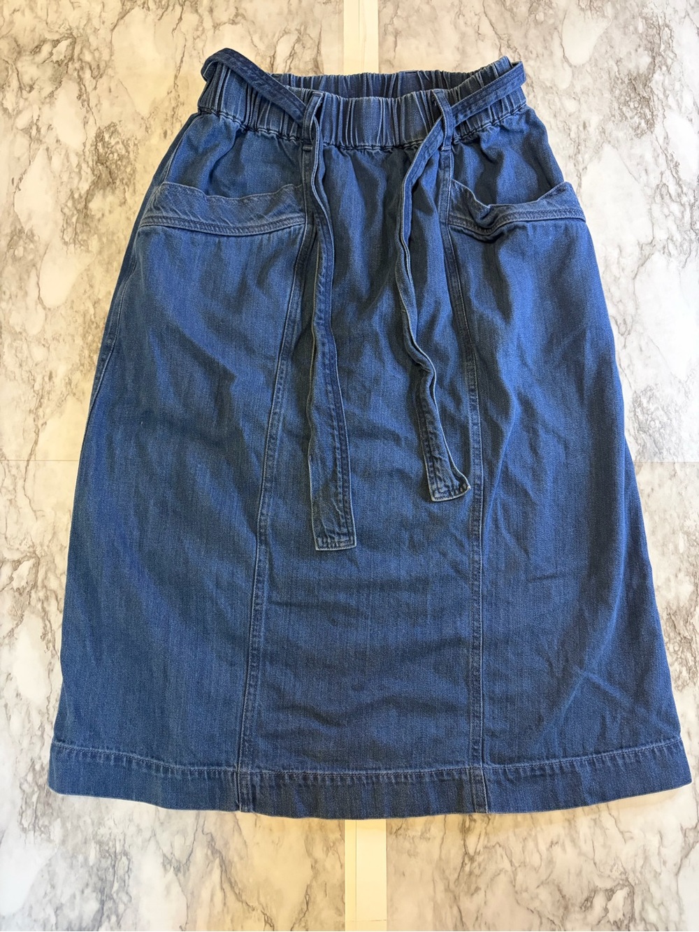 St. John's Bay Denim Drawstring Midi Skirt. P small 100% cotton